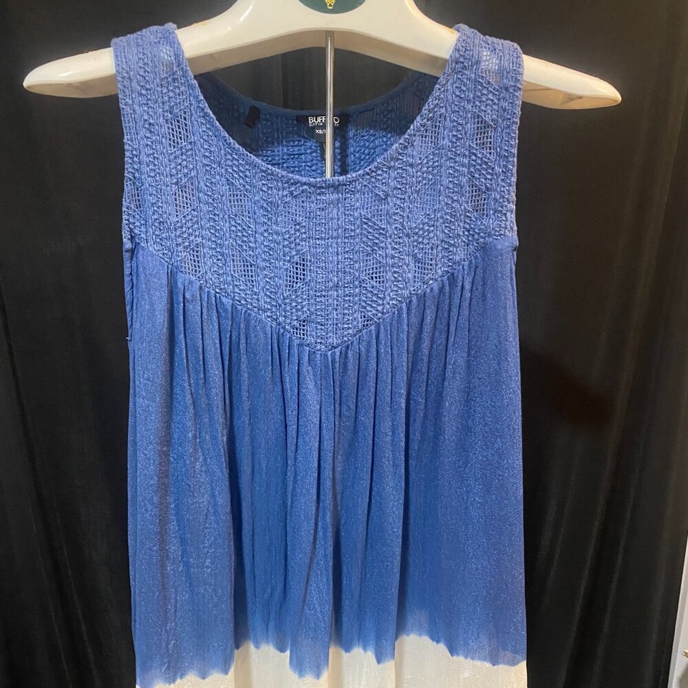 Buffalo David Bitton Tie Dye Tank Top Blue White Boho Sleevester Size XS